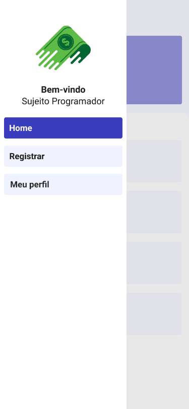 App Finanças Drawer Menu