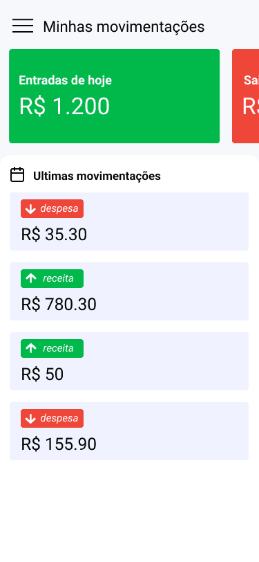 App Finanças Income Slide