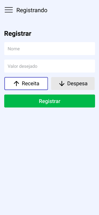 App Finanças Register Transaction